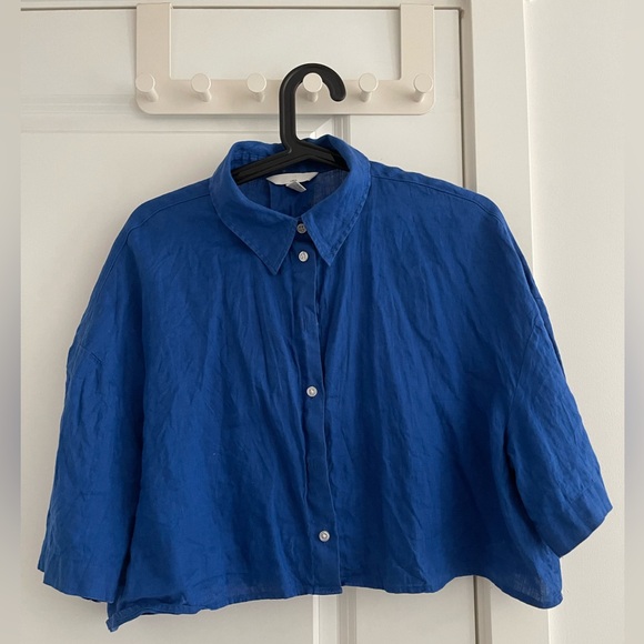 Cropped Blue button-up - Picture 1 of 2
